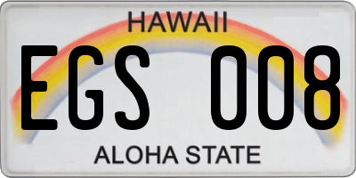 HI license plate EGS008