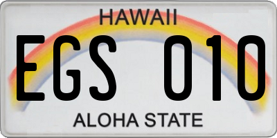 HI license plate EGS010