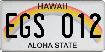 HI license plate EGS012