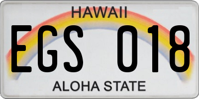 HI license plate EGS018