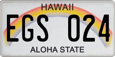 HI license plate EGS024