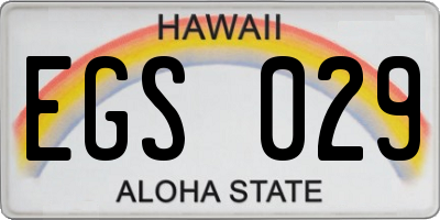HI license plate EGS029