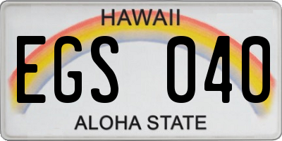 HI license plate EGS040