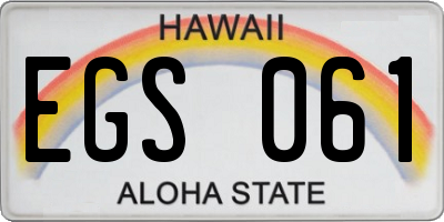 HI license plate EGS061