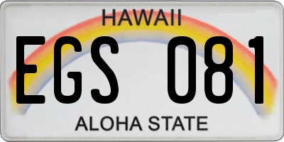 HI license plate EGS081