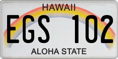 HI license plate EGS102