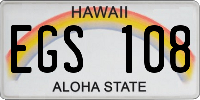 HI license plate EGS108