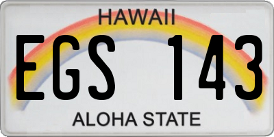 HI license plate EGS143