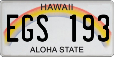 HI license plate EGS193