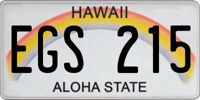 HI license plate EGS215
