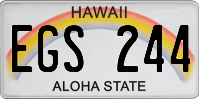 HI license plate EGS244