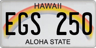 HI license plate EGS250