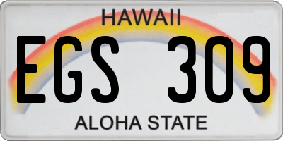 HI license plate EGS309