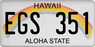 HI license plate EGS351