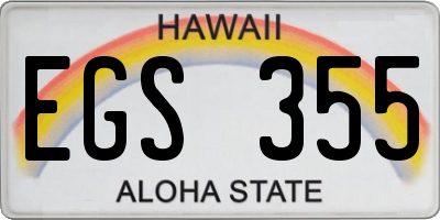 HI license plate EGS355