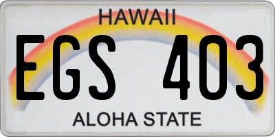 HI license plate EGS403