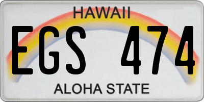 HI license plate EGS474
