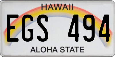 HI license plate EGS494