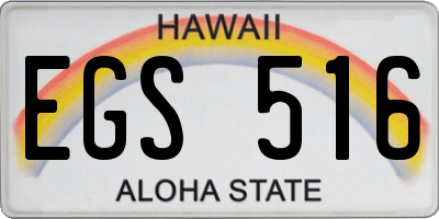 HI license plate EGS516
