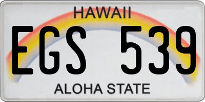 HI license plate EGS539