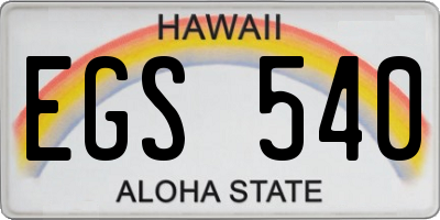 HI license plate EGS540