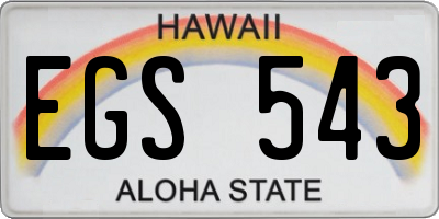 HI license plate EGS543