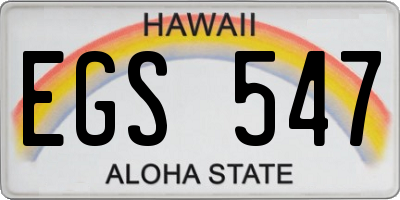 HI license plate EGS547