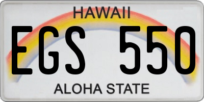 HI license plate EGS550