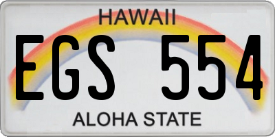HI license plate EGS554
