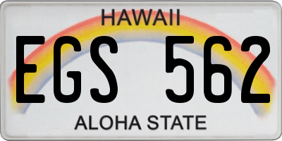 HI license plate EGS562