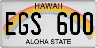 HI license plate EGS600