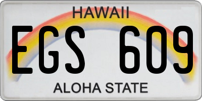 HI license plate EGS609