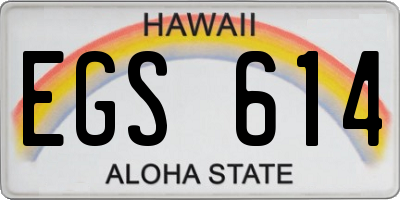 HI license plate EGS614
