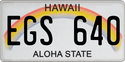 HI license plate EGS640