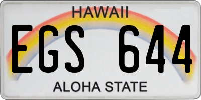 HI license plate EGS644
