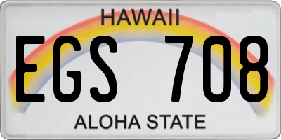 HI license plate EGS708