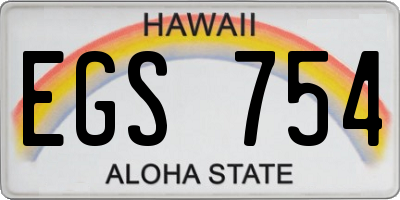 HI license plate EGS754