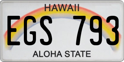 HI license plate EGS793