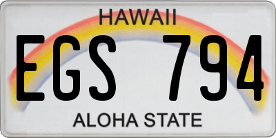 HI license plate EGS794