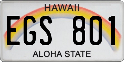 HI license plate EGS801