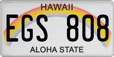 HI license plate EGS808