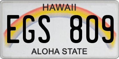 HI license plate EGS809