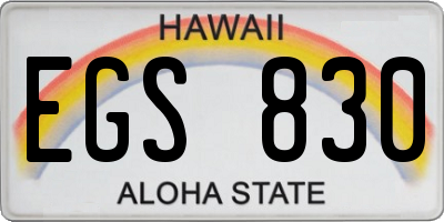 HI license plate EGS830