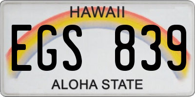 HI license plate EGS839