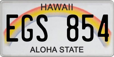 HI license plate EGS854