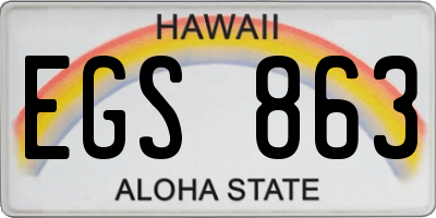HI license plate EGS863