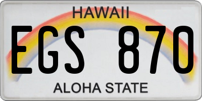 HI license plate EGS870