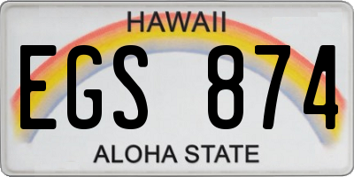 HI license plate EGS874