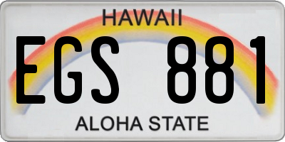 HI license plate EGS881