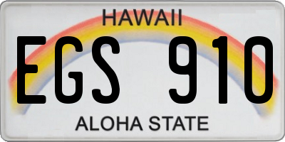 HI license plate EGS910